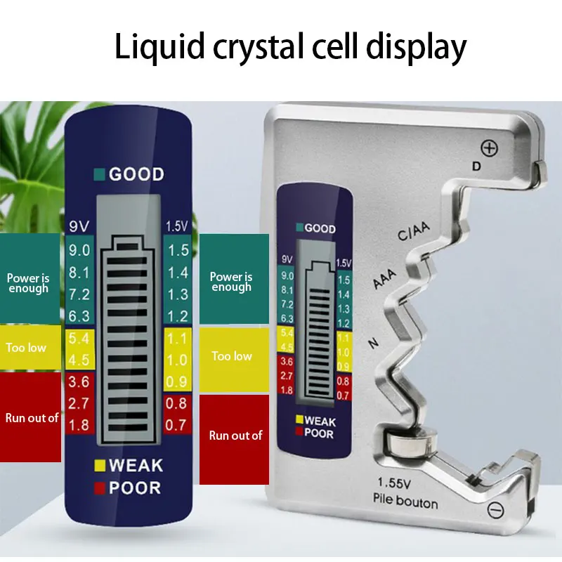 เครื่องทดสอบแบตเตอรี่ดิจิตอลจอแสดงผล LCD C D N AA AAA 9V 1.5V แบตเตอรี่เซลล์ปุ่มตรวจสอบความจุเครื่องตรวจจับความจุเครื่องมือวินิจฉัย