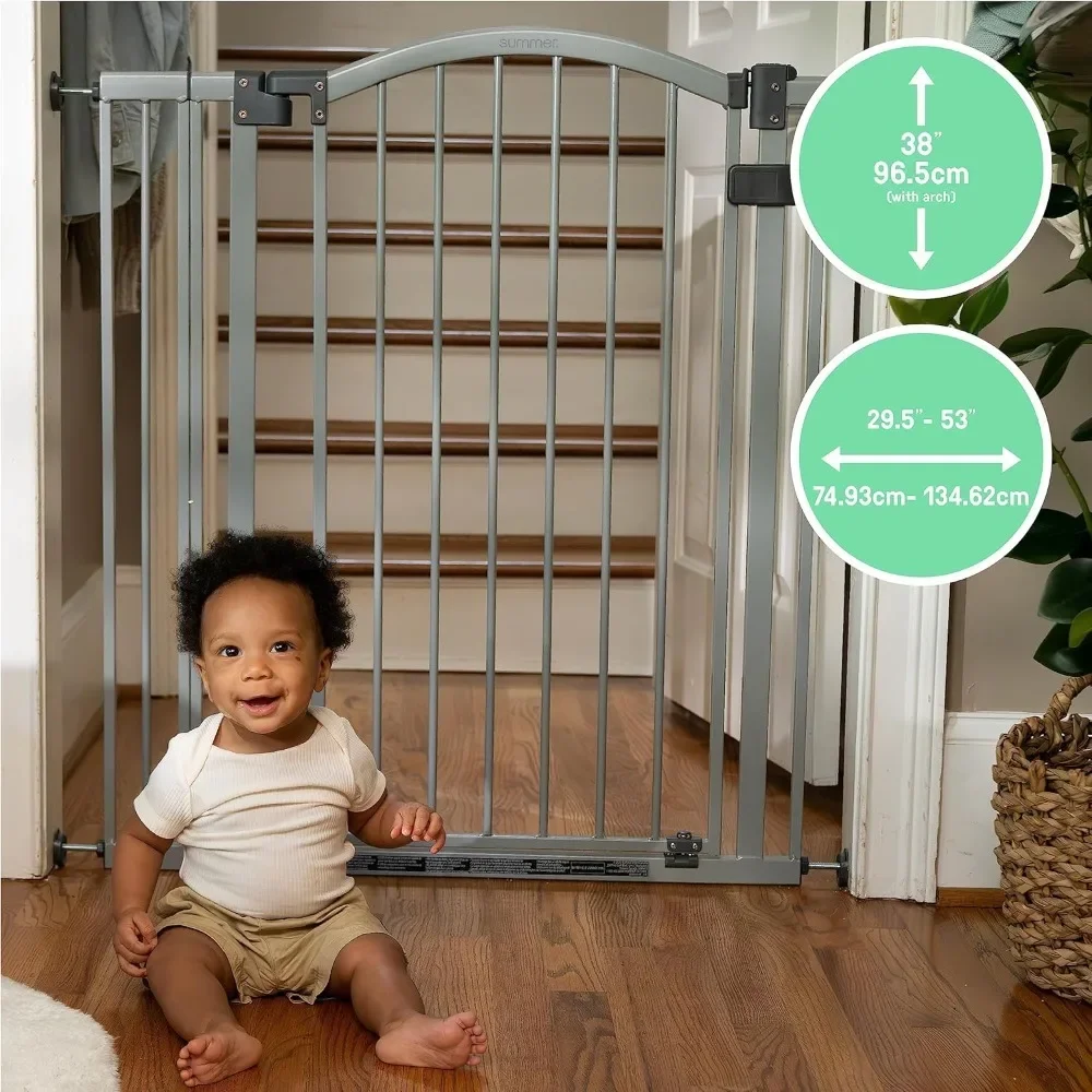 Infant Extra Tall & Wide Safety Pet and Baby Gate, Pressure or Hardware Mounted, Install on Wall or Banister in Doorway