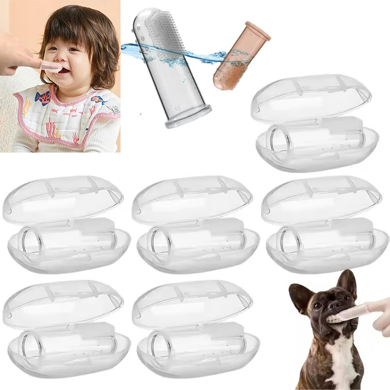 Super Soft Pet Finger Toothbrush Puppy Dog Brush Bad Breath Tartar Teeth Care Tool Dog Cat Cleaning Silicagel Pet Supplies