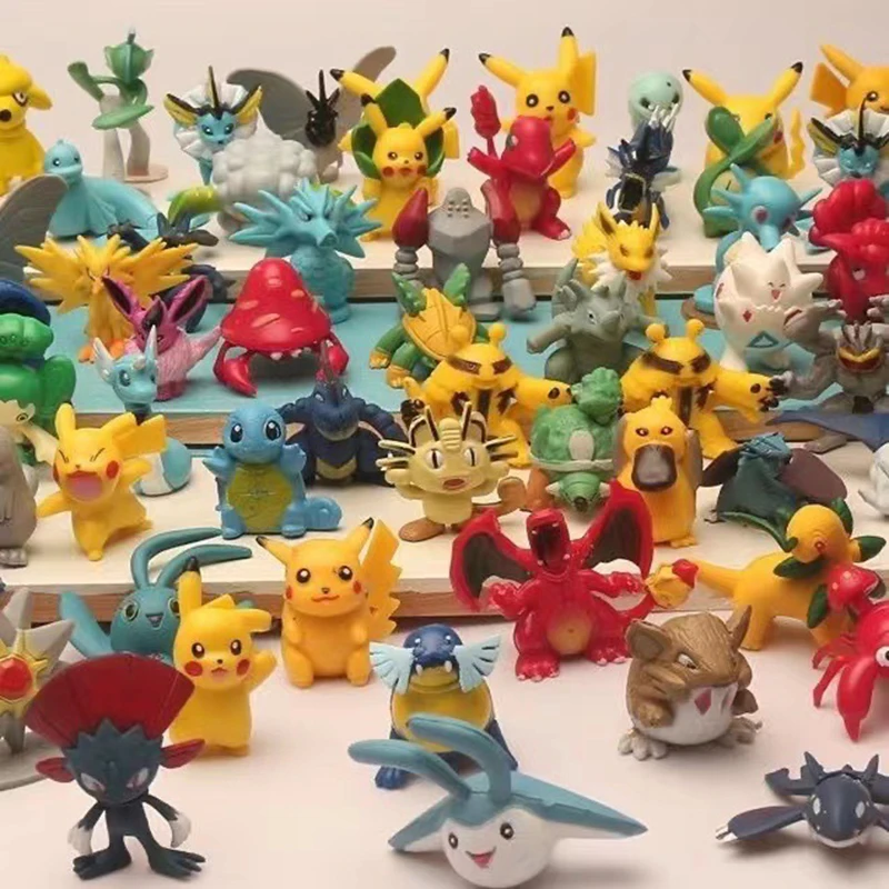 24/48/144 szt. Pokemon Anime figurka losowa bez powtórzeń Model działania Kawaii Pikachu 2-4CM zabawki dla prezenty urodzinowe dla dzieci