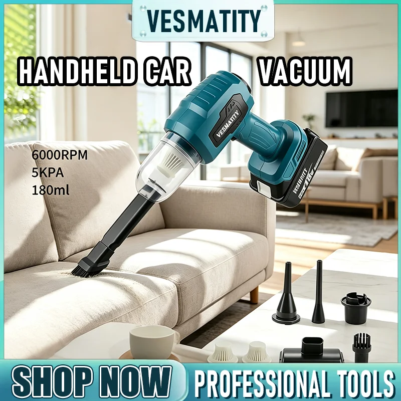 2026 NEW Cordless handheld vacuum 200W 10000Pa 7 nozzle kit 180ml dust collector for auto workshop for 18V 20V battery