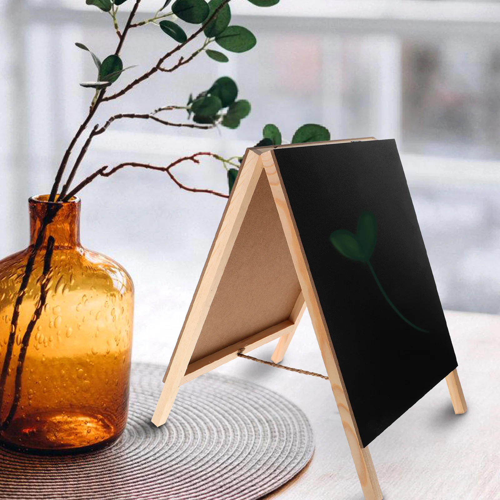 

Wooden Blackboard 21x29x25cm Display Boards Free Standing Standing Chalkboard Sign Message Board Erasable Home Office Shop