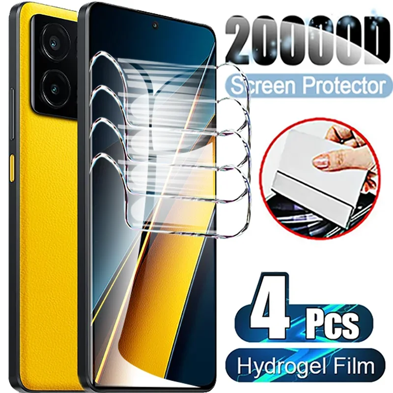 4PCS Hydrogel Film For Xiaomi POCO X6 Pro X5 X3 X4 GT NFC M4 M3 M5 M6 Pro Screen Protector For POCO F6 Pro F5 F4 F3 C65 C75 Film