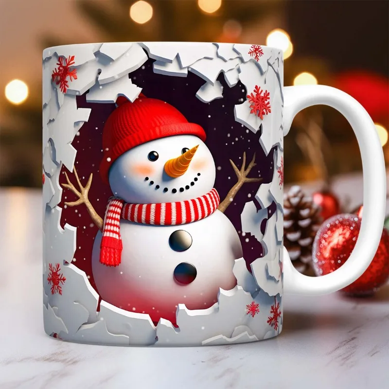 

Snowman Christmas Mugs, 350ml(11 Oz) Ceramic Winter Holiday Coffee Mugs, Merry Christmas Mug for Adults