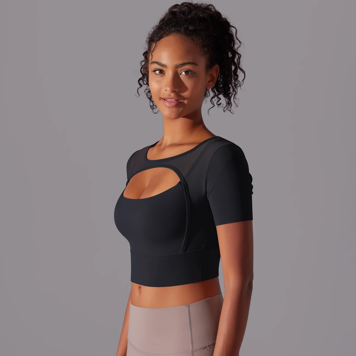 Frauen Mesh Yoga Shirt Sexy Kurzarm T-Shirt Sport Top Bluse Cover Up Quick Dry Gym Kleidung Laufen Fitness Tank Sportwear – Detail 14
