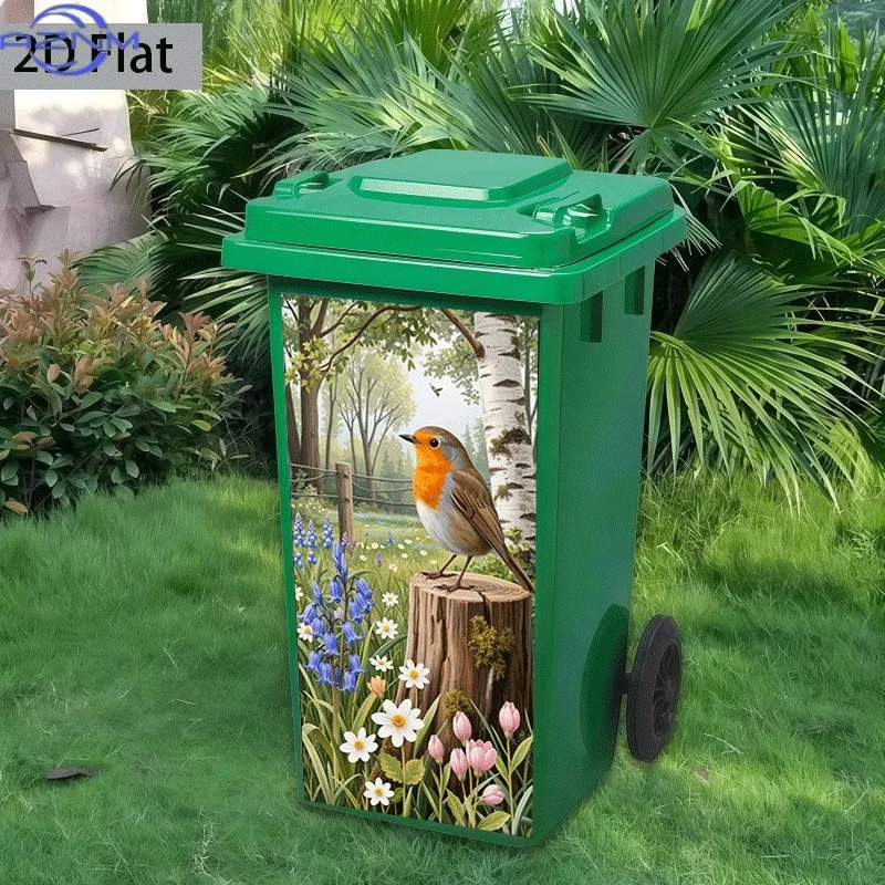 1pc Robin Garbage Bin Sticker | x cm Self-adhesive Wall Decal for Kitchen Trash Cans and Home Decor, Contemporary Style, Matte
