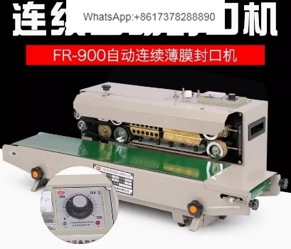 FR900 Horizontal Heat PP PE Aluminum Foil Bag Sealer Automatic Continuous Band Sealing Machine