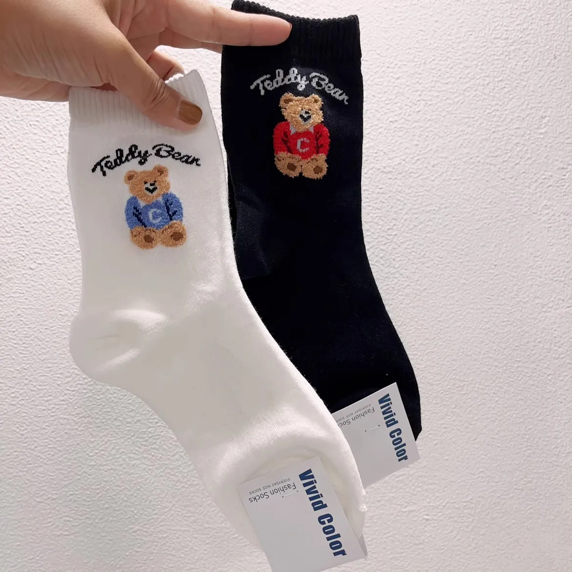 Calzini carini da donna eleganti dell\'orso della signora del fumetto di buona qualità cotone stile Harajuku donna novità regali di natale Sox