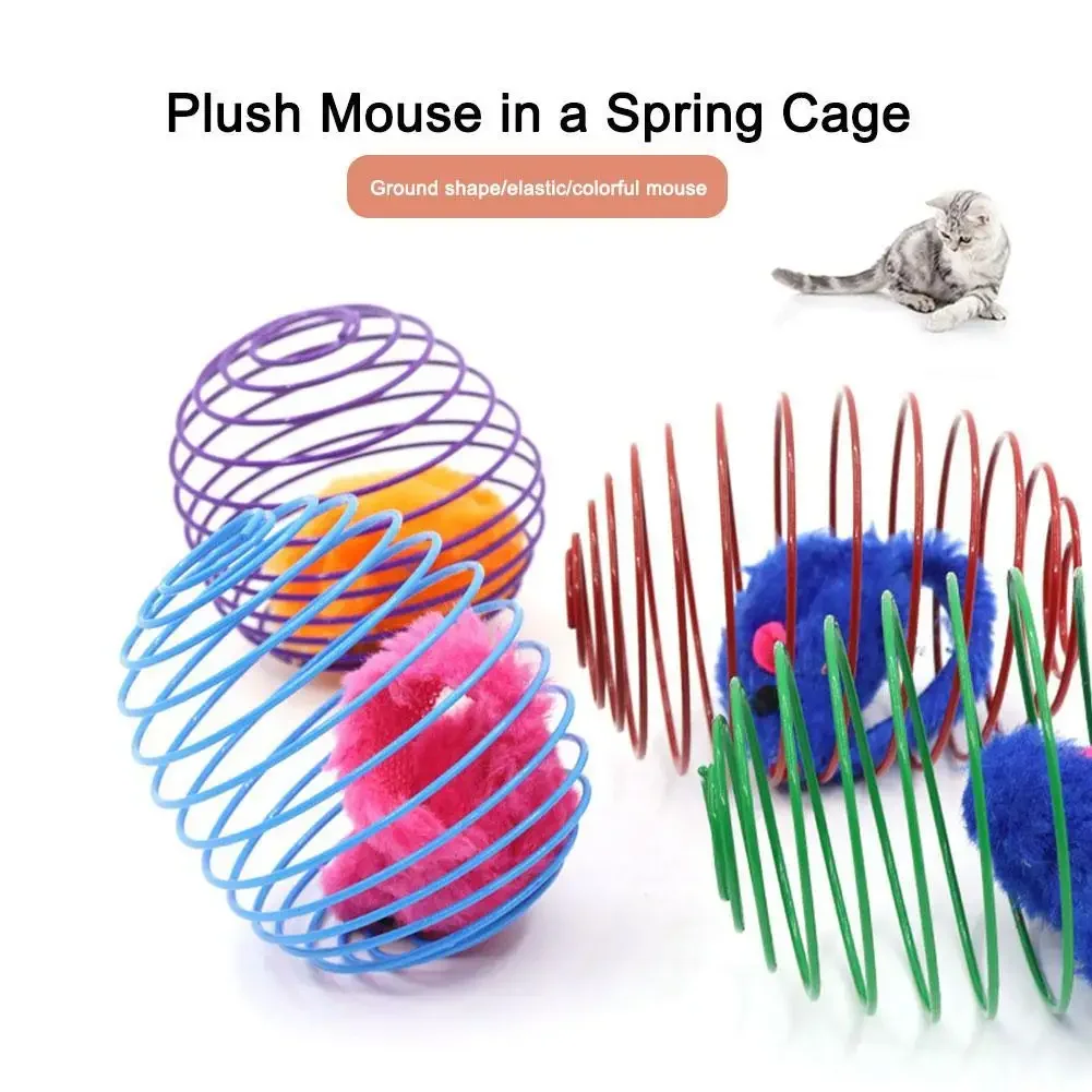 1Pc Cat Toy Balls Funny Stretchable Kitten Springs Toys Interactive Caged Rats Rolling Cat Balls Random Color Cat Dog