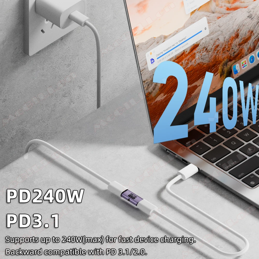 USB4 80Gbps Type C Female to Female Extender Adapter 16K@60Hz PD240W Fast Charging USB C Converter for Samsung MacBook iPad Pro