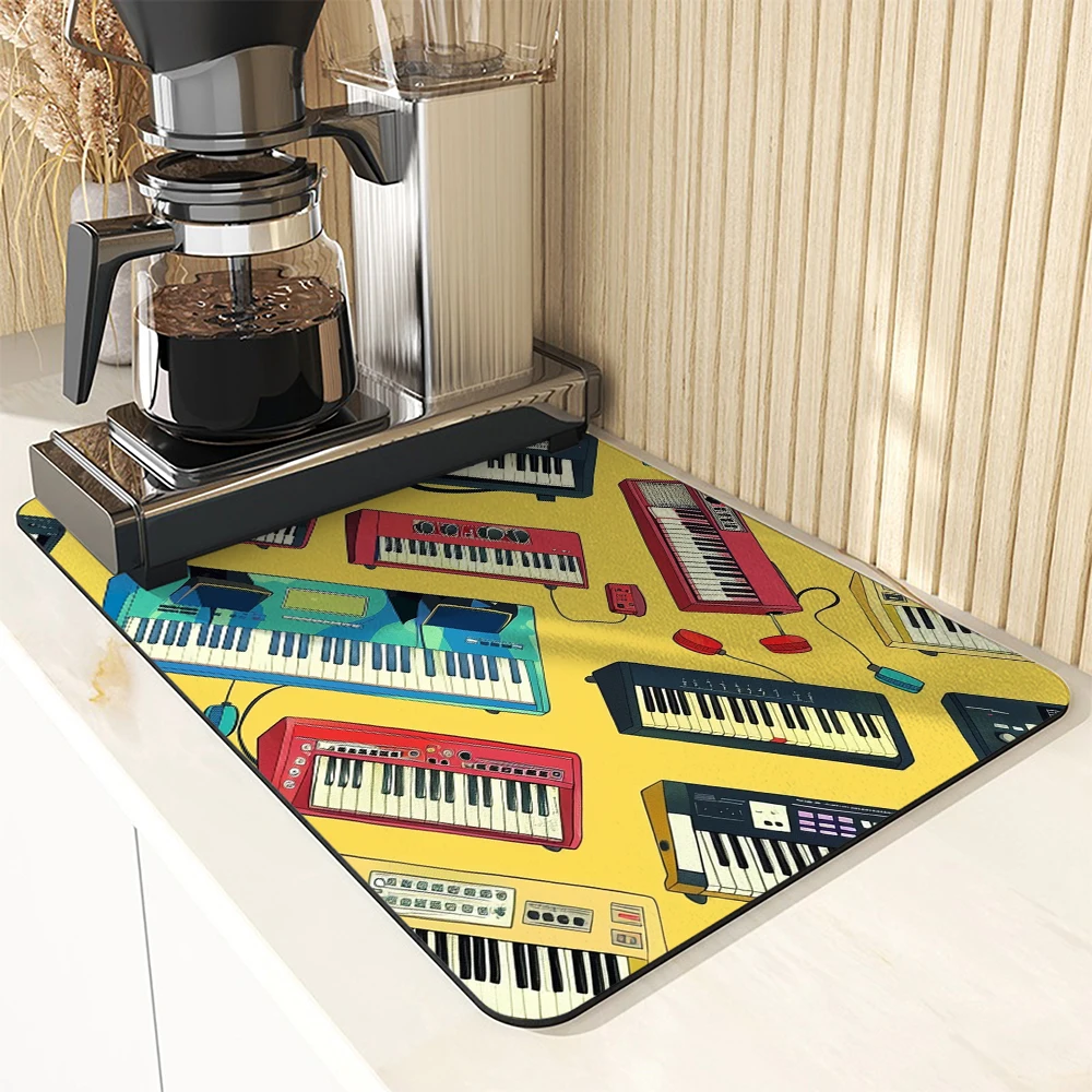 Large Kitchen Absorbent Mat The Synthesizer Antiskid Draining Coffee Dish Drying Mat Quick Dry Bathroom Drain Pad Tableware Mat