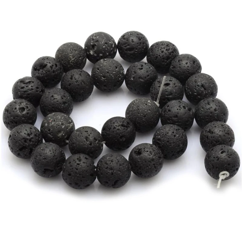 5 Strands/pack Natural Black Volcano Loose Beads For Jewelry DIY 4mm -12mm