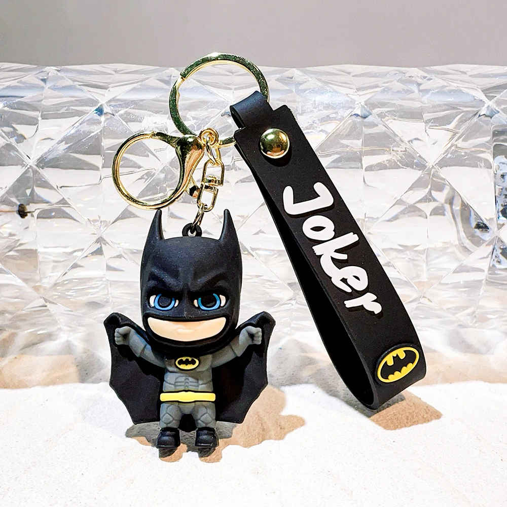 Anime DC Universe Keychain Batman Joker Harley Quinn Figure Keyring Jewelry Key Chain Pendent Toy Halloween Gift for Friends