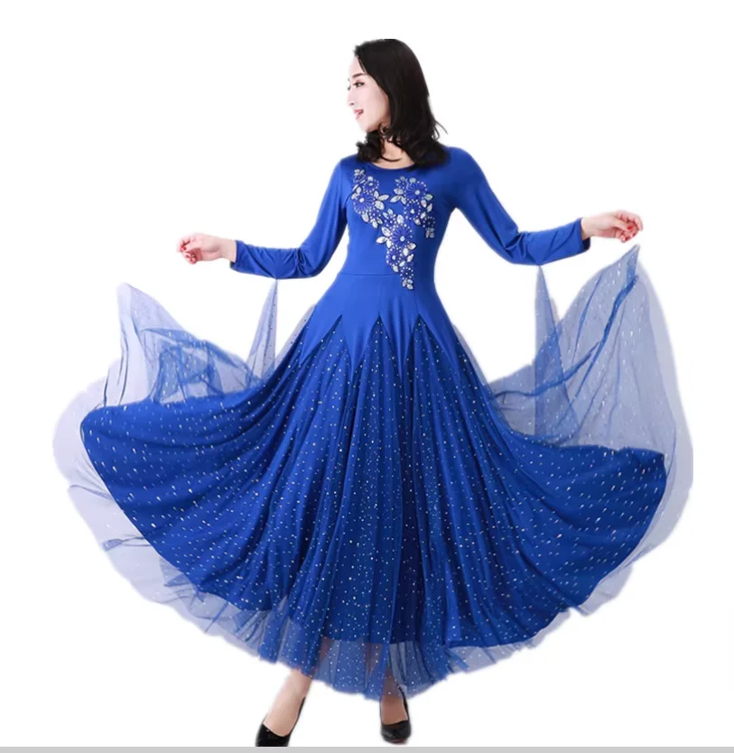 

Modern Dance Dress Dance Waltz National Standard Dance Long Sleeve Practice Dress