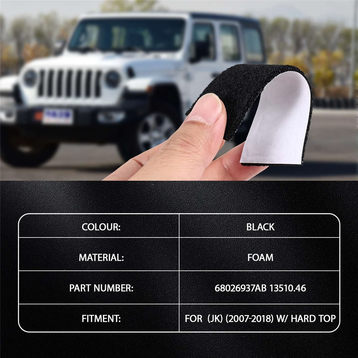 Hard Top Foam Blocker Seal Kit 68026937AB 13510.70 for Jeep Wrangler JK 2007-2018car