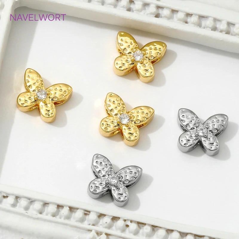 18K Gold Plated Brass Butterfly Spacer Beads,Separators For Beads,For Bracelets Jewelry Making Accessories DIY Jewelry Material