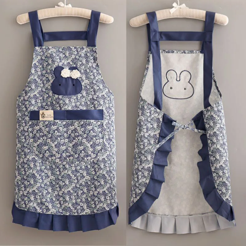 Stylish Korean Style Cotton Apron Women's Fashionable Kitchen Bib Overalls Home And Outdoor New 2024 Pure Cotton Utility