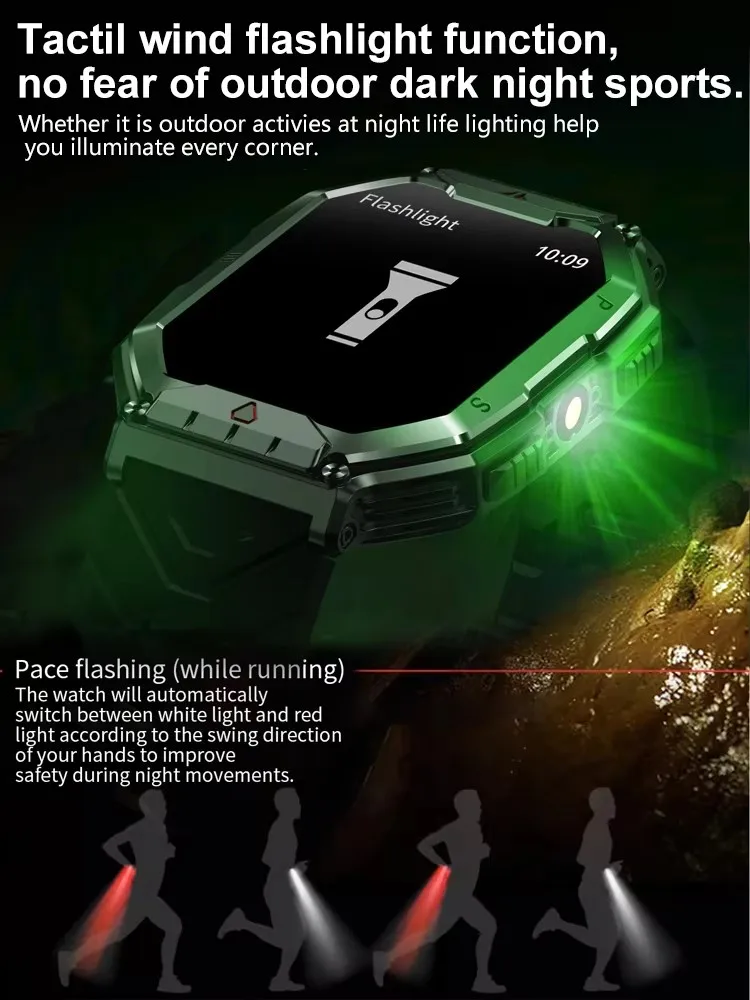 2025 New Military Smart Watch Men IP68 Waterproof Outdoor Sports 24H Heart Rate 2.10-inch Fitness Tracker Smartwatche