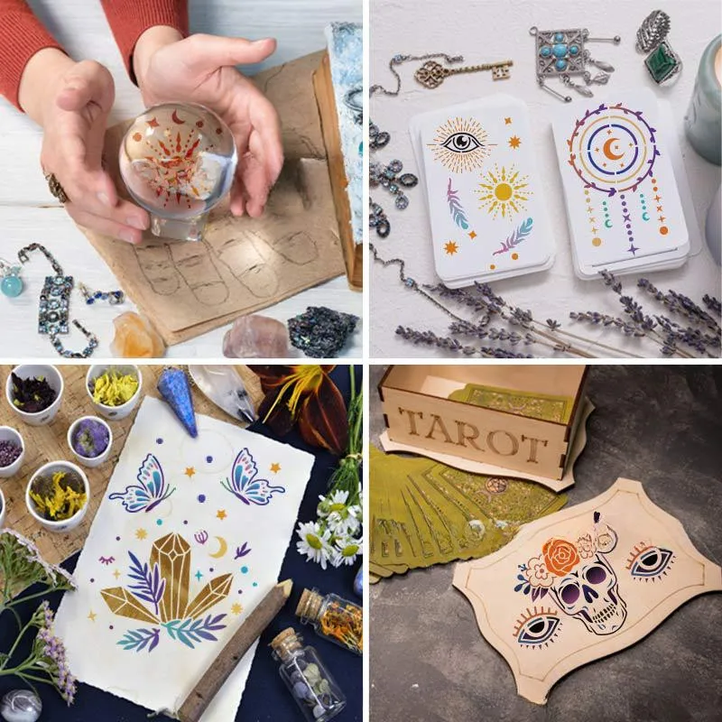 25 قطعة من استنسل كوكبة العرافة قابلة لإعادة الاستخدام DIY قالب رش جرافيتي للرسم على الأثاث والقماش والجدار