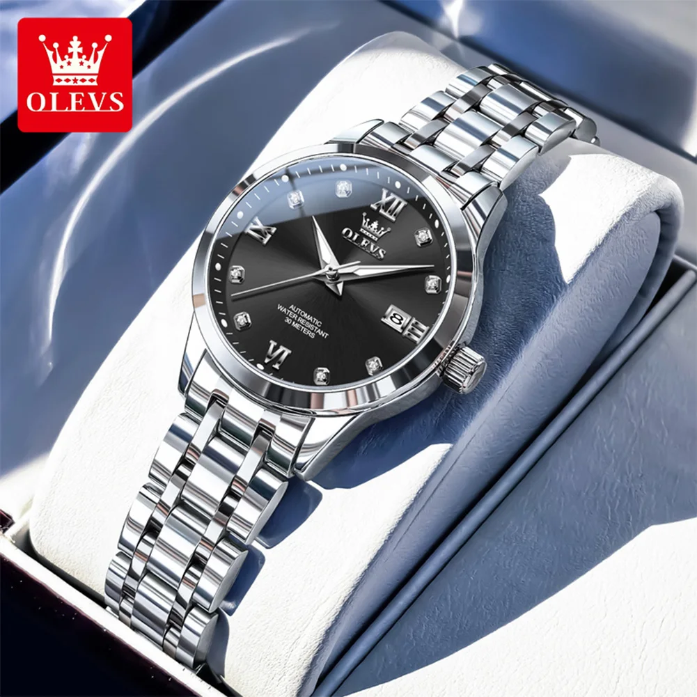 OLEVS 9946 Luxury Women's Watch Calendar Steel Strap Waterproof Automatic Mechanical Ladies Wristwatch Elegant