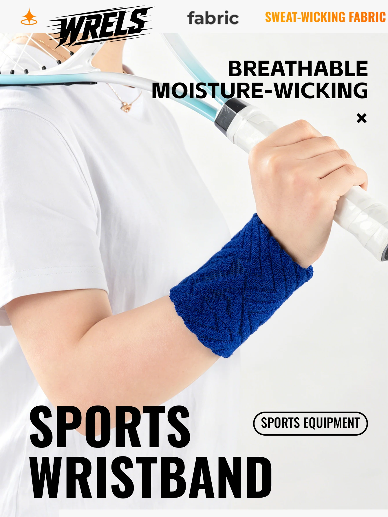 WRELS Schweißbänder, Armbänder, saugfähig, atmungsaktiv, schnell trocknend, elastisch, weich, für Tennis, Basketball, Fitness, Training, Sport, Handgelenkband – Detail 1