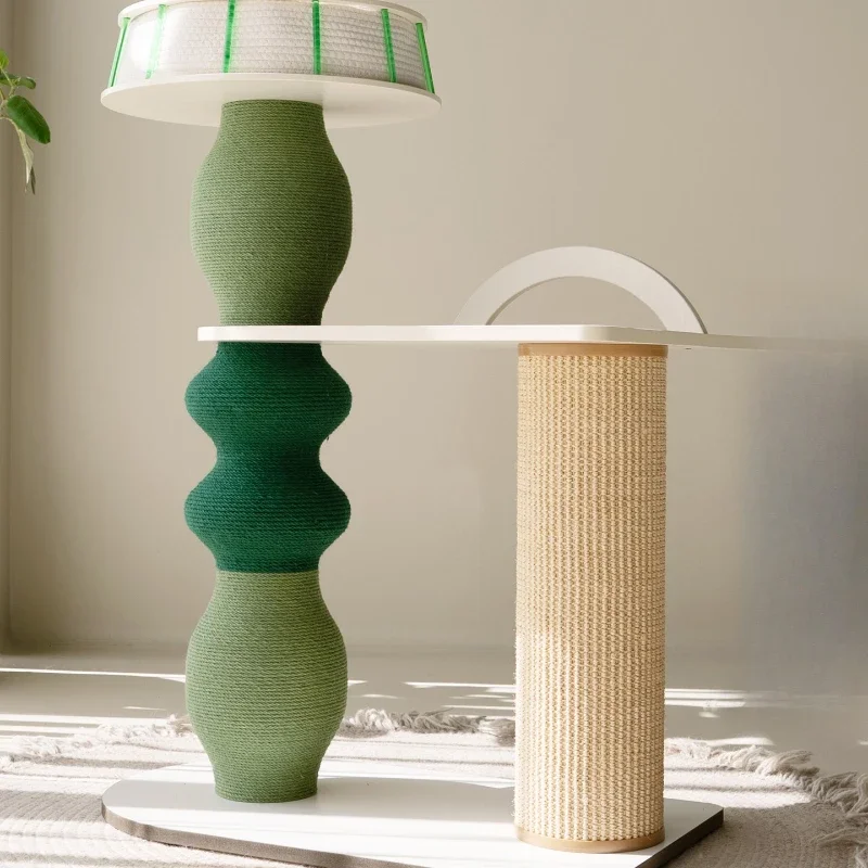 Small solid wood cat climbing frame cat scratching column kitten nest hemp rope model