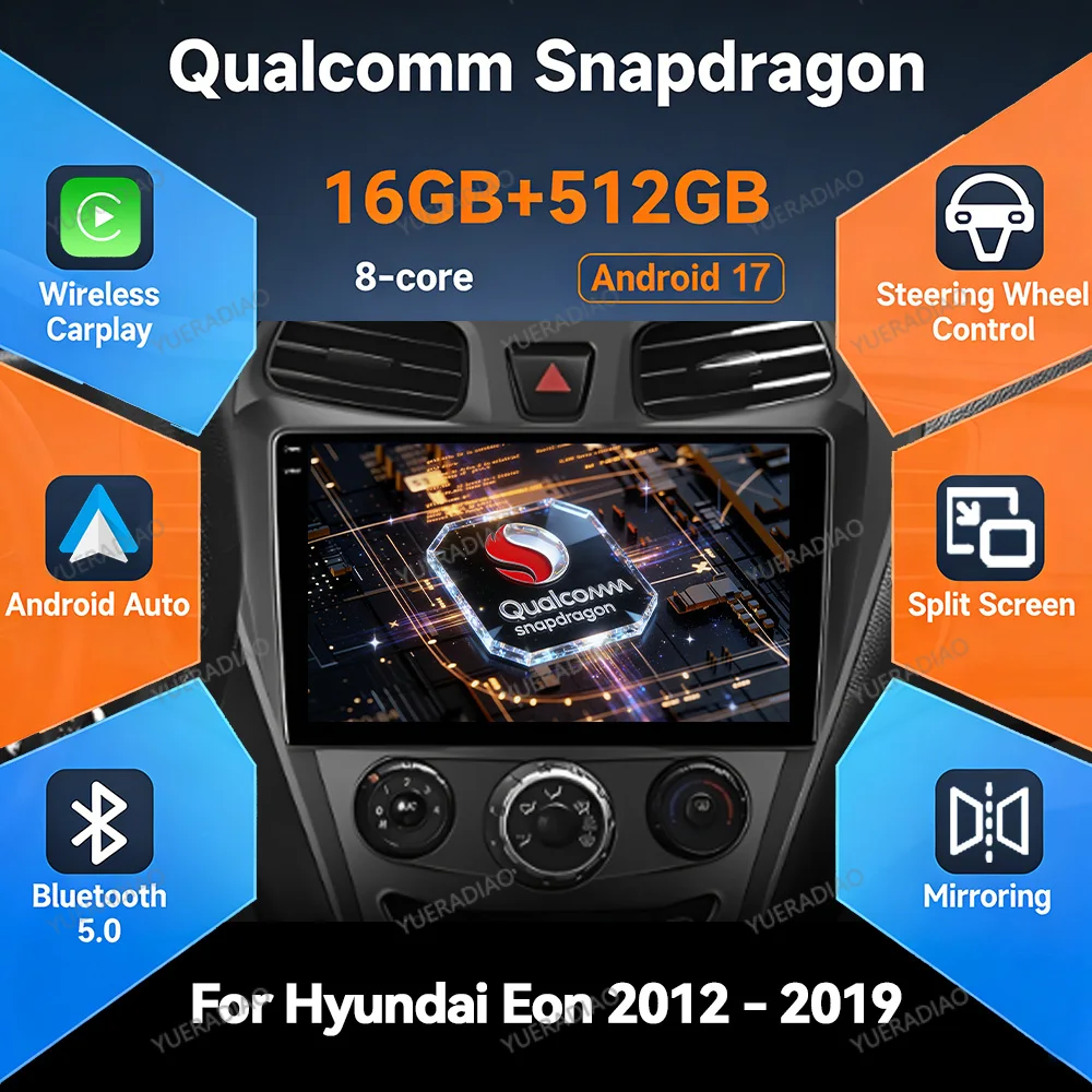 Android 17 Car Radio For Hyundai Eon 2012 - 2019 GPS NAVI 2DIN Multimedia Stereo Video Player BT Head Unit QLED 4G WIFI Qualcomm