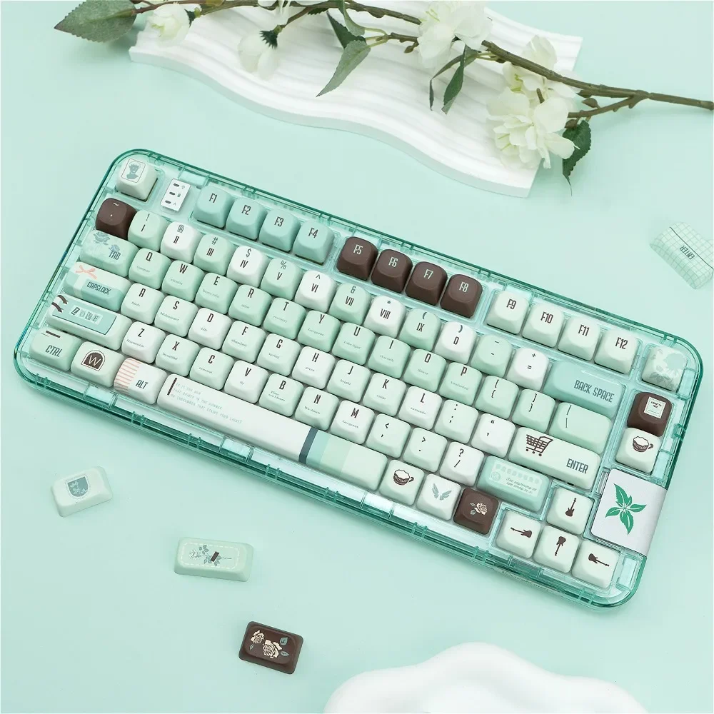 SOA 147 Keys, Mint Mambo Keycap Set PBT Set for Mx Cherry Gateron Switch Mechanical Keyboard Kit