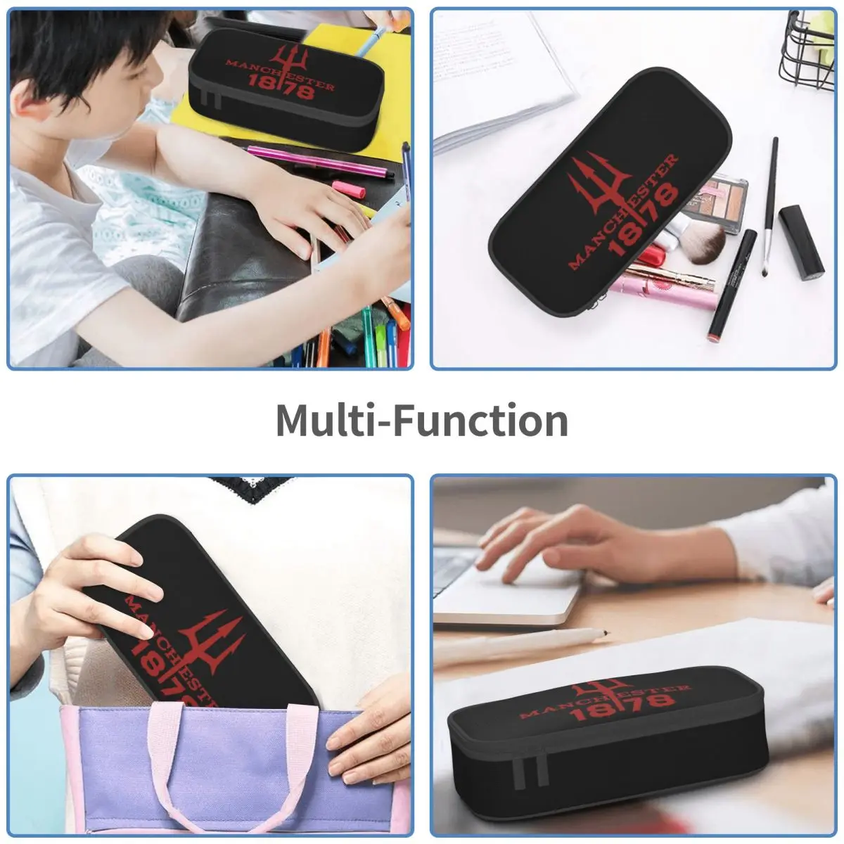 Devils Of Manchester, Manchester Is Red, Glory Glory United Pencil Cases Big Capacity Pen Bags Pen Box Pencil Pouch For Boys