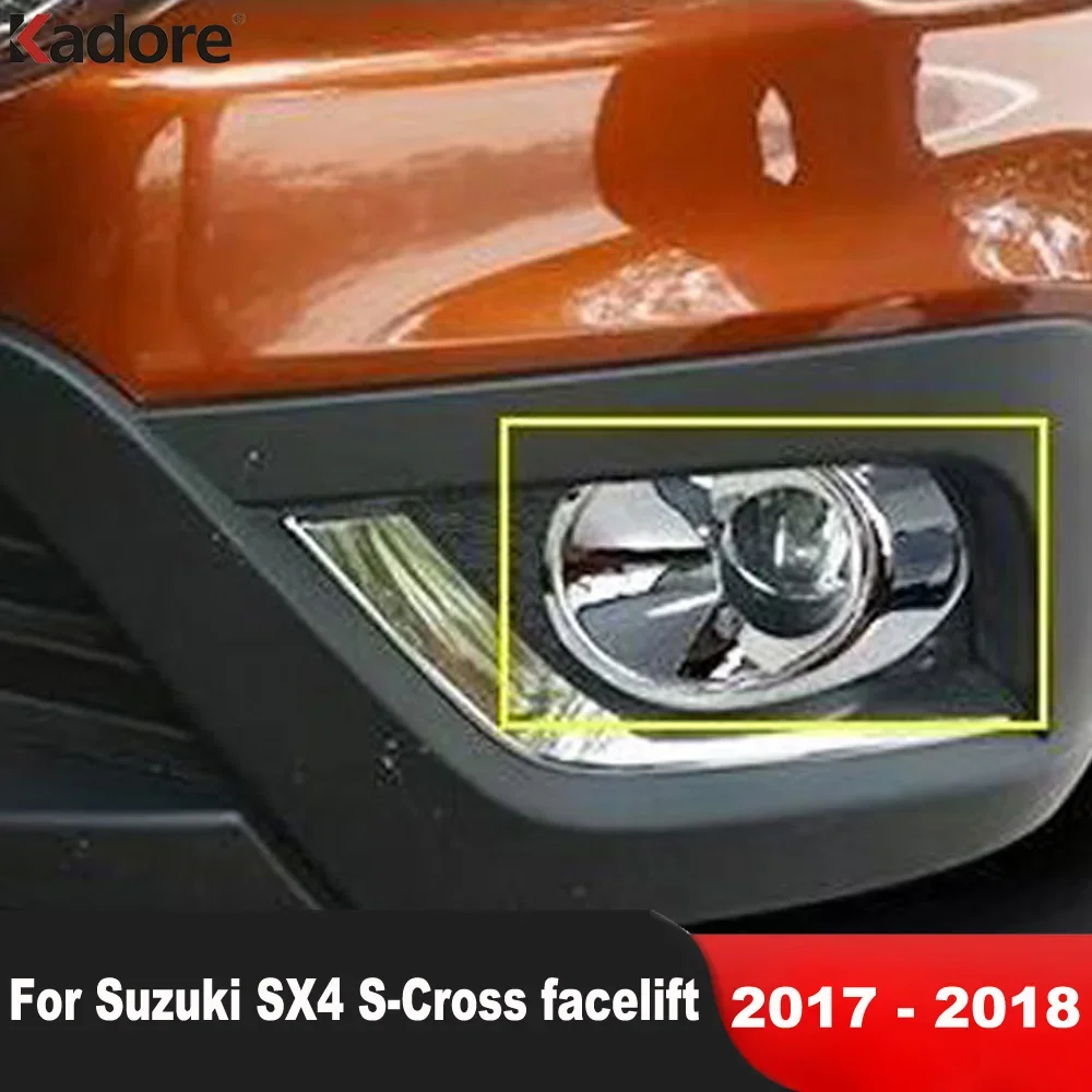 

Front Fog Light Lamp Cover Trim For Suzuki SX4 S-Cross facelift 2017 2018 Chrome Car Accessories Head Foglight Bezel Trims