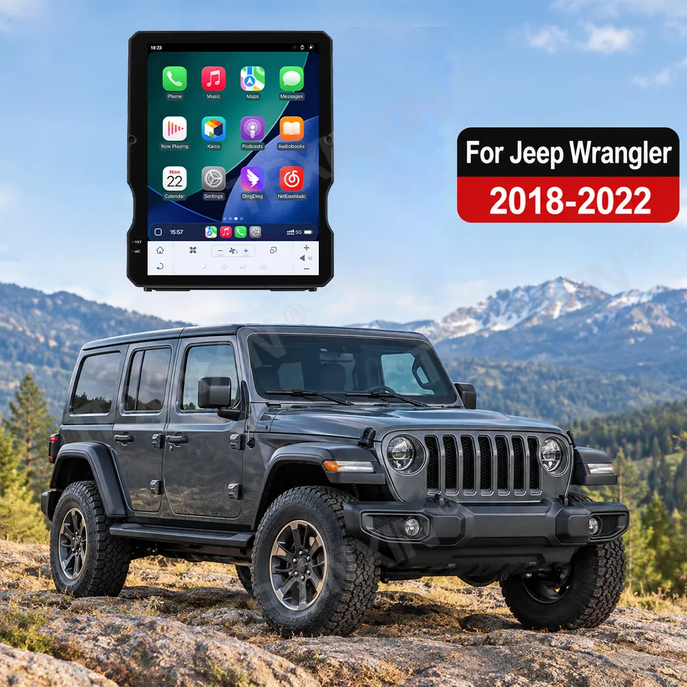 For Jeep Wrangler 2018-2022 12.1 Inch Tesla Style Vertical Android15 Car GPS Navigation Screen BT5.0 CarPlay Android Auto Stereo