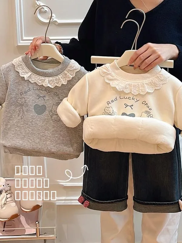 

Милая и удобная корейская толстовка для девочек, зимняя новинка, с мультяшным принтом и рюшами, модная, с длинными рукавами