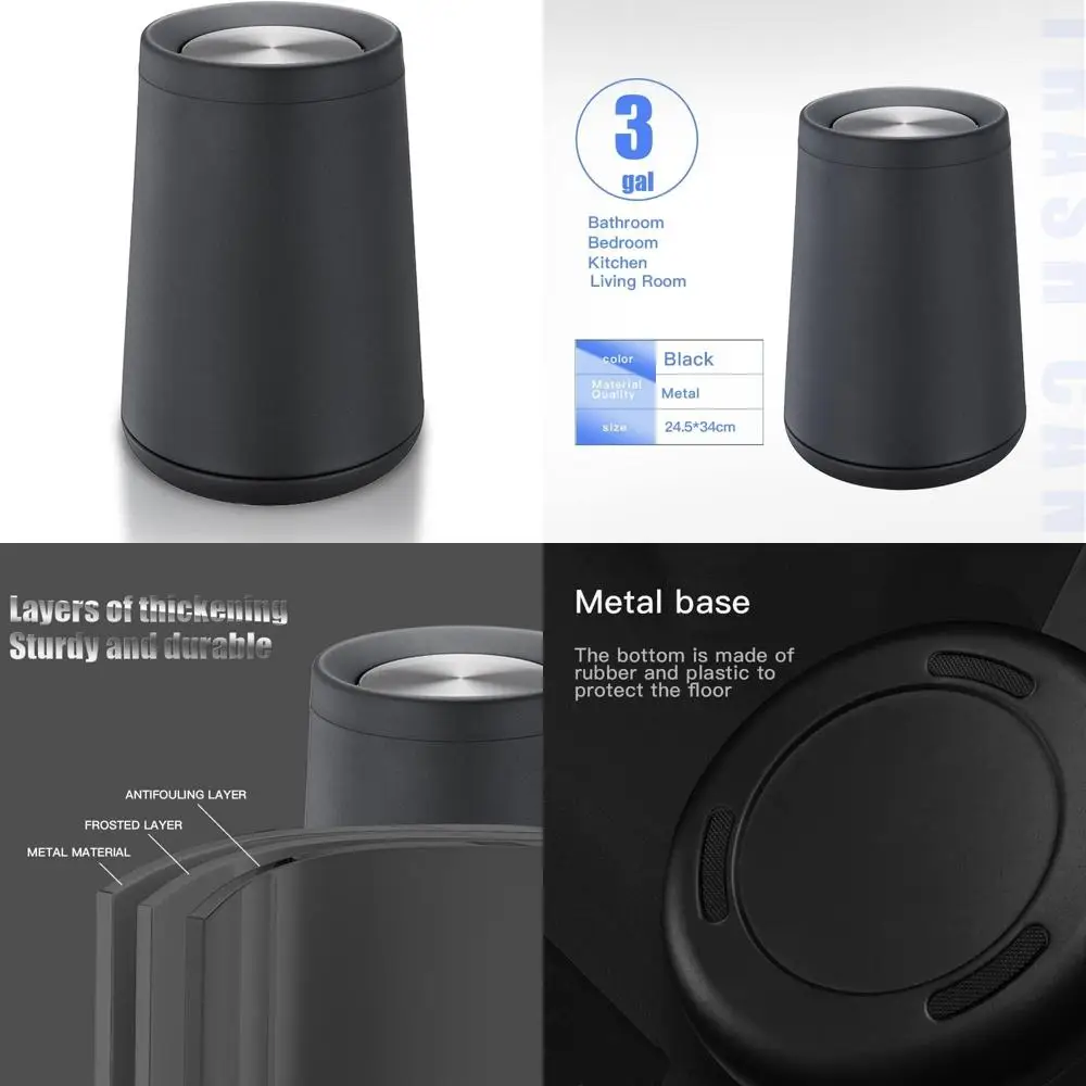 

Stainless Steel Swing Top Bathroom Trash Can, 10 Liters Capacity, Ideal for Indoor Use and Convenience