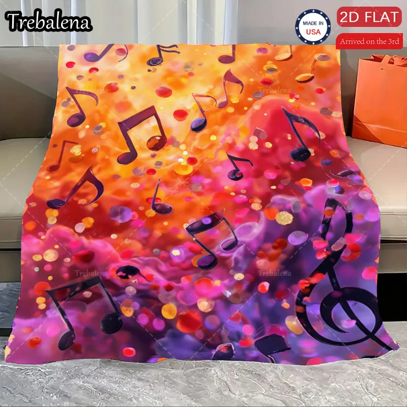 

Flannel Blanket-Soft Lightweight All-season Colorful Music Notes Soft Baby Blanket for Boys Girls