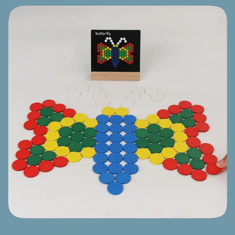 260Pcs Circle Creative Puzzle Montessori Colorful Wooden Toys Color Cognitive Game Preschool Early Educational Gift for Children