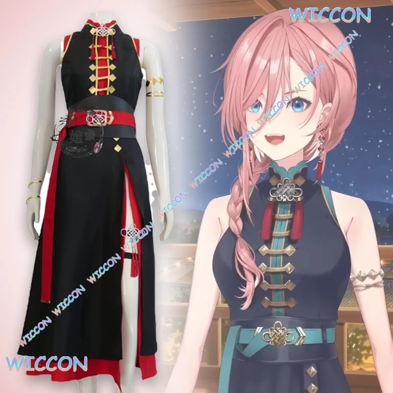 

Аниме персонаж Takaoka Rui VTuber косплей костюм наряд платье горничной на заказ готическая Лолита модный полный комплект парик и аксессуары