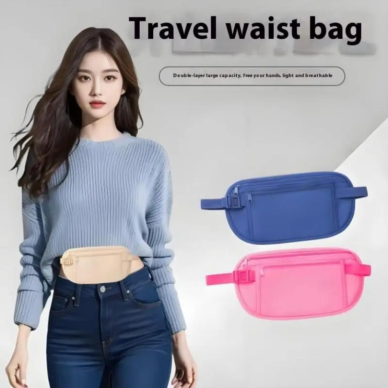 Universelle Anti-Diebstahl-Taschen für Mobiltelefone, Sport-Laufgürteltasche, Geldgürtel für Reisen, für Damen und Herren, schlanke, versteckte Reisebrieftasche – Detail 1