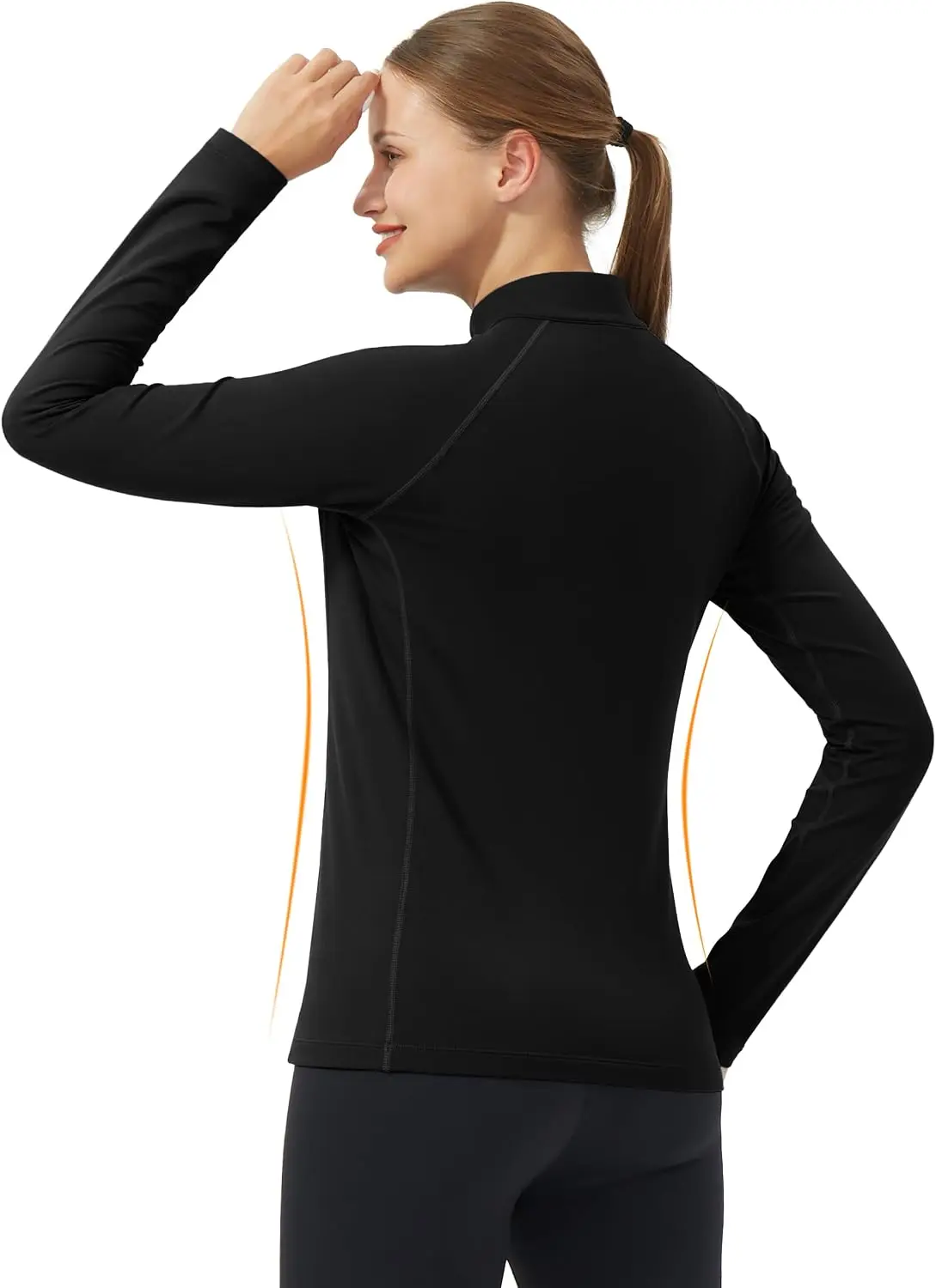 Pioneer Camp Women's Quarter Zip Pullover Long Sleeve Thermal Fleece Lining Lightweight Athletic Tops for Running Golf view 2