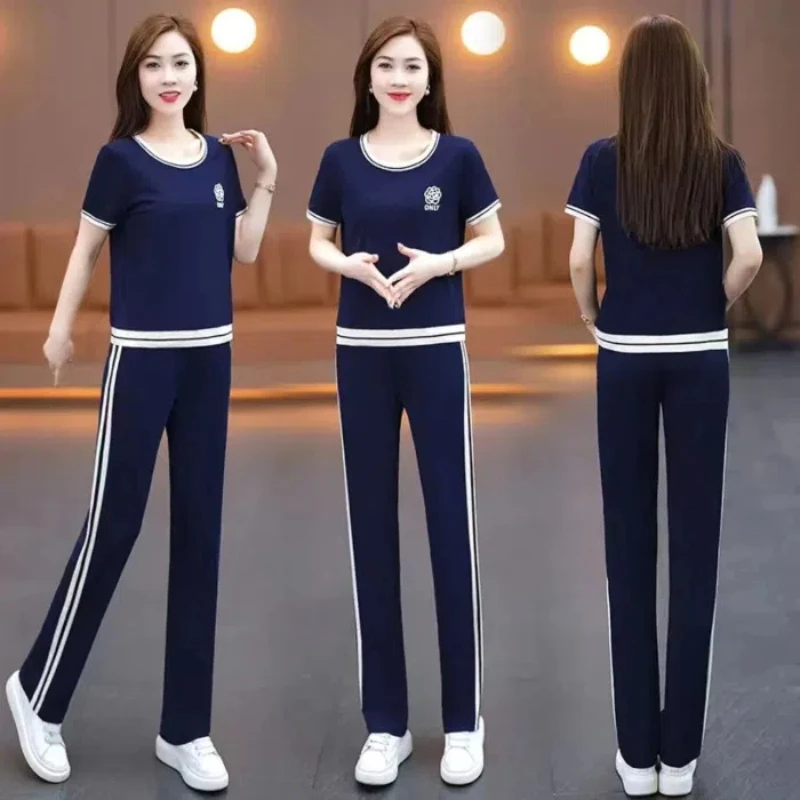 Sports Set for Women New Summer Short Sleeved Pants Loose Fitting Fashionable and Casual Two-piece Set for Women