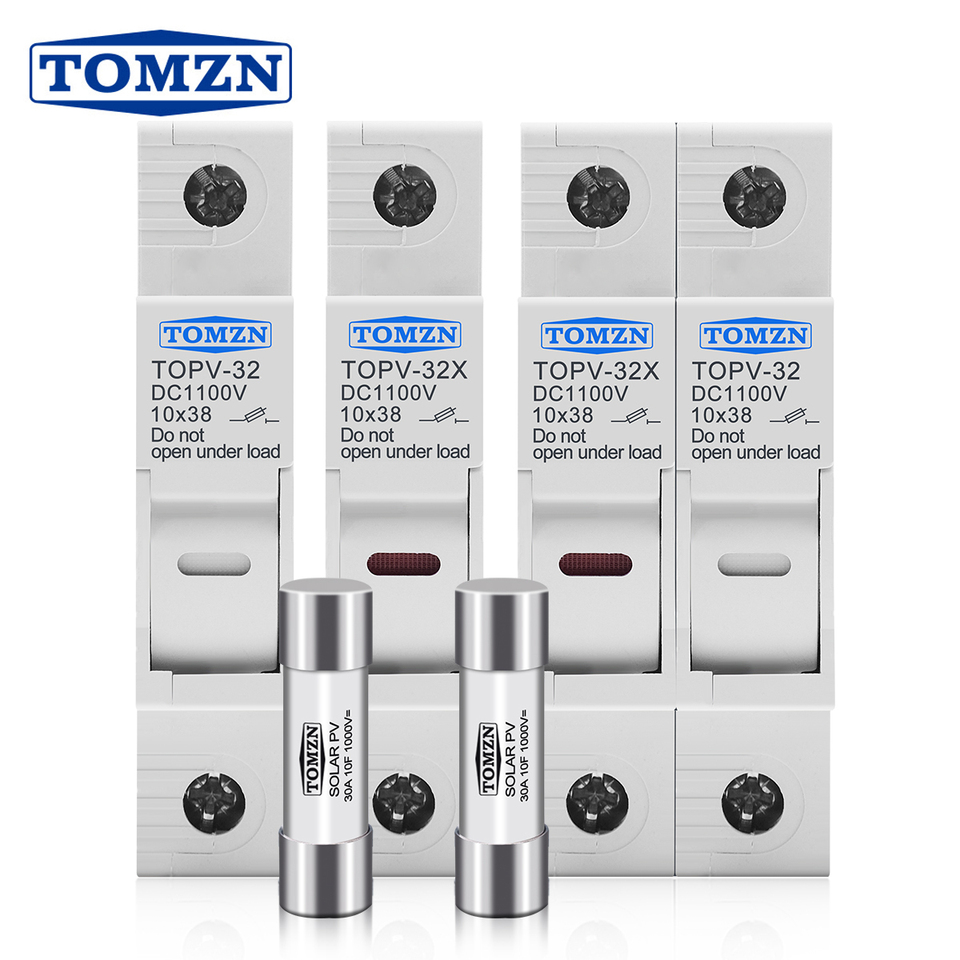  one set 1P 2P DC Fuse Holder 1038mm High Voltage Solar PV 1100V TOMZN TOPV-30 Base Photovoltaic System Protection Protector gpV 