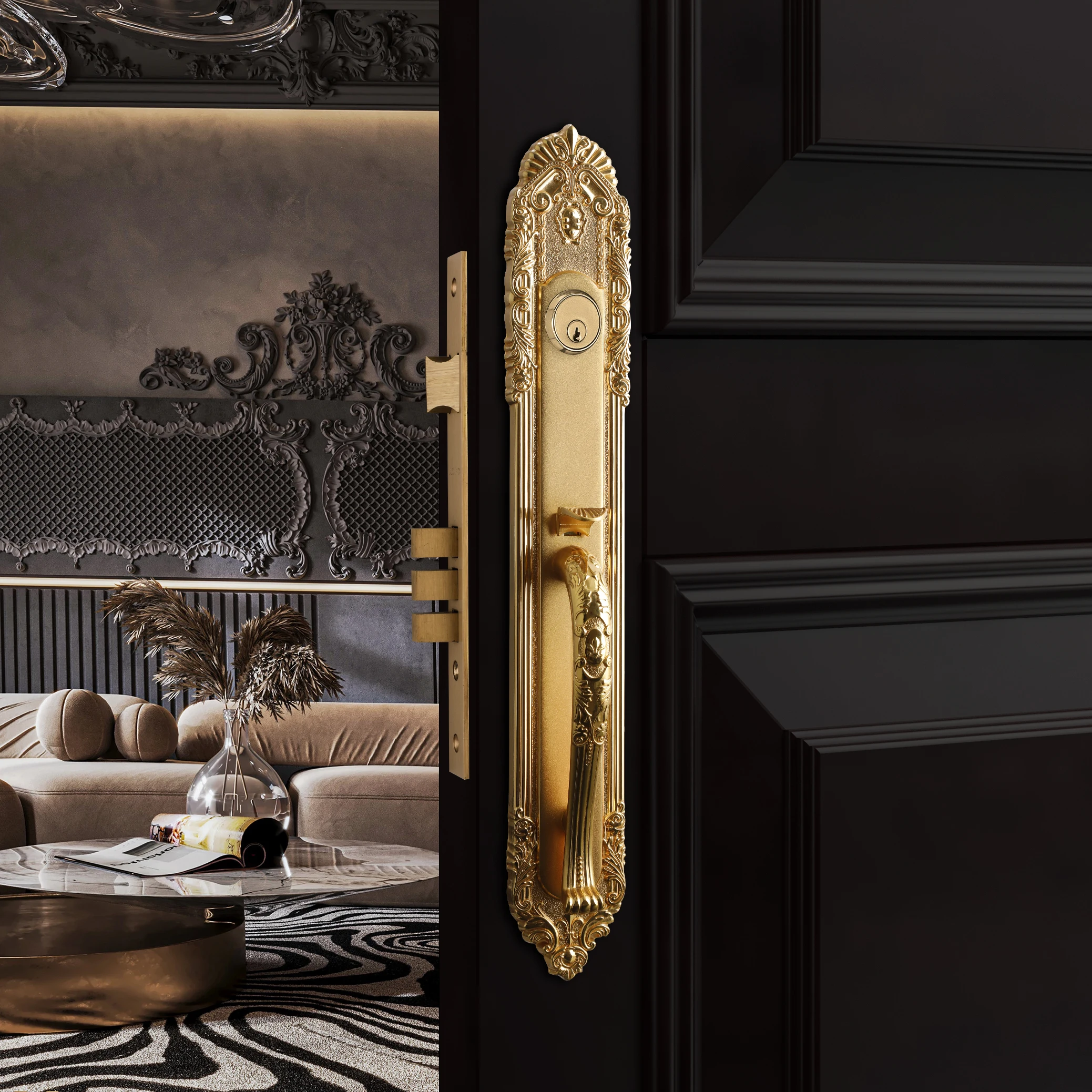 

Door Locks For Wooden Doors Security Lock Keys Brass Copper PVD Gold Plating Easy Installation Lock