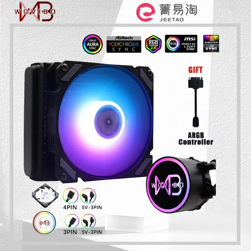 

Wovibo PC CPU 120mm Water Cooling Computer Cooler AIO RGB ARGB Liquid Fan Ventilador Radiator For LGA115X 1200 1700 2011 AM4 AM5