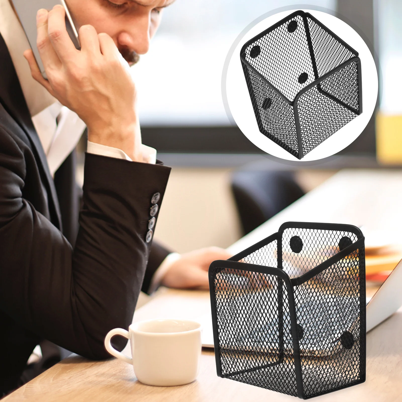 Caixa de armazenamento magnética recipiente quadro branco caneta titular para geladeira força ferro forjado