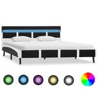 VidaXL bed rack with LED black artificial leather 140x200 cm