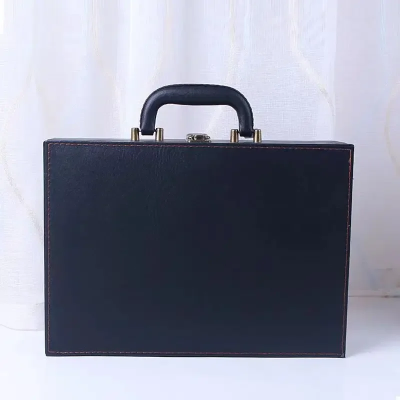 2024 New Cover Style Briefcase Men\'s Handheld Shoulder Business Leisure Insurance Contract Document Storage Box 34X24X8.5CM