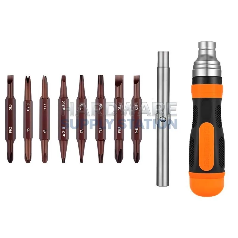 

Набор магнитных отверток с трещоткой, двухсторонний, крестообразный, с двойной головкой, ручной, промышленного класса, конический