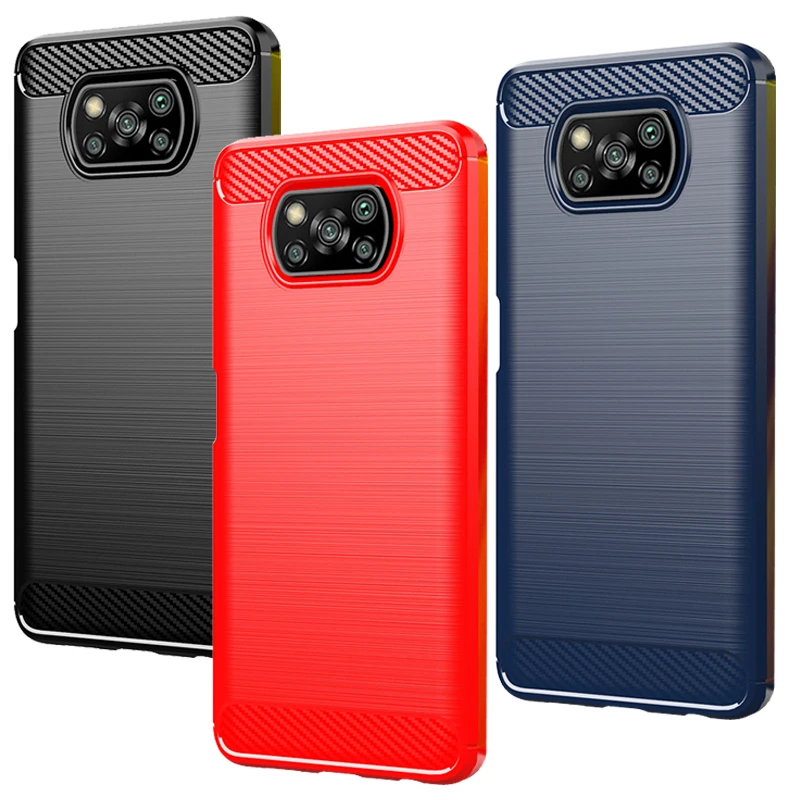 For Poco X3 NFC Rugger Armor TPU Case,Carbon Brushed TPU Case For Poco X3 Pro