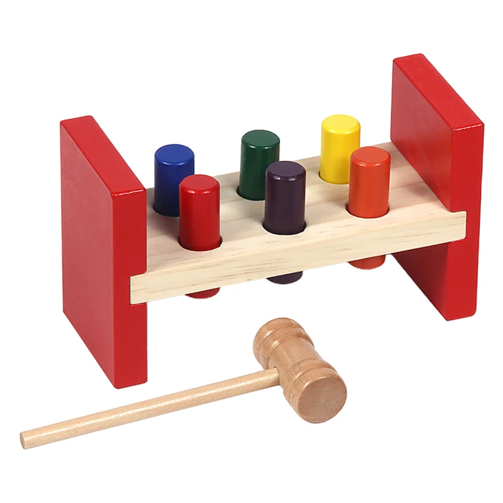 1 Juego de martillo de madera para niños pequeños, juego de golpear con reconocimiento de Color, actividad de aprendizaje temprano, martillo para niños, desarrollo cognitivo