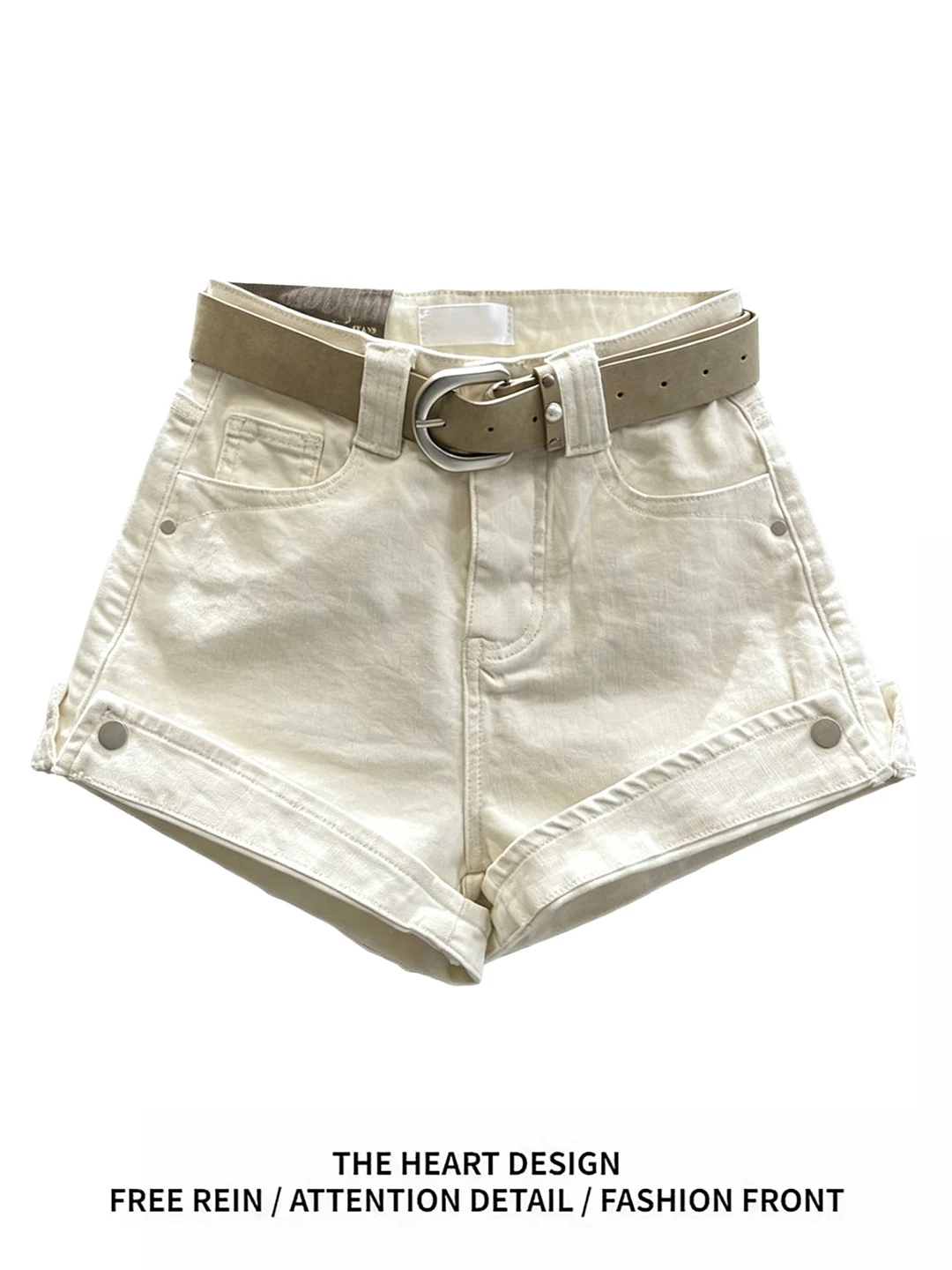 

Retro American Light Brown High Waist Cuffed Denim Shorts Women Summer 2026 New Spicy Girl Slimming Versatile Hot Pants