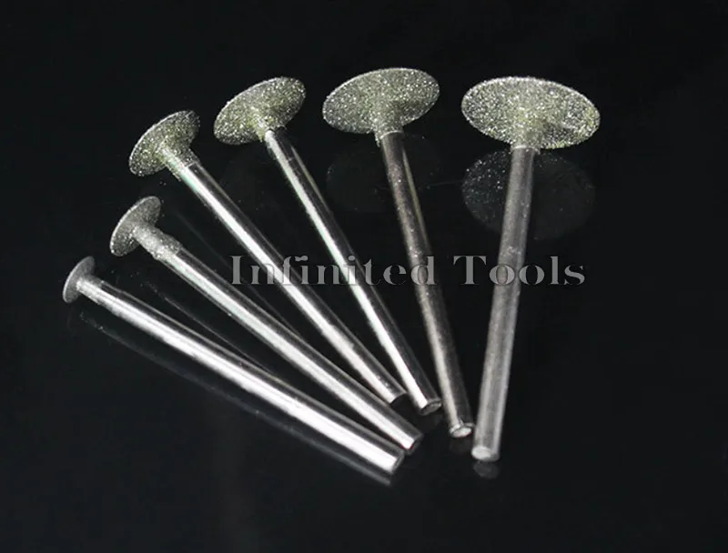 6PCS 2.35mm Shank Grinding Bit Ultra-Thin T Head Diamond Mounted Point Stone Jade Carve Polish Engrave Tool 0.5mm-8mm